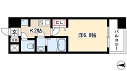 インプルーブ鶴舞 1Kの間取図画像