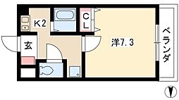 クレアールK・I 1Kの間取図画像