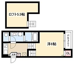 ハーモニーテラス長筬町2 1Kの間取図画像