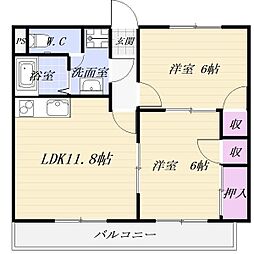 メゾンラフィネ 2LDKの間取図画像