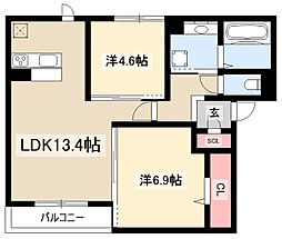 グラン 2LDKの間取図画像