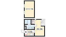 ビルーチェ並木A 1Kの間取図画像