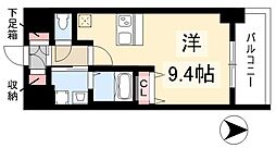 プレサンス名古屋駅前ヴェルロード ワンルームの間取図画像