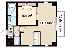 ベルルージュ中村公園 1LDKの間取図画像