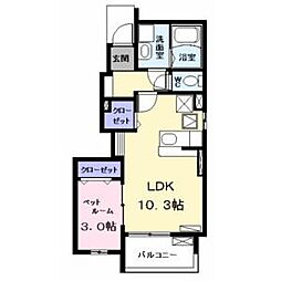 エクセントレア高畑南弐番館 1LDKの間取図画像