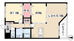 カーササクラ 2LDKの間取図画像