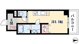ラドゥセール今池 ワンルームの間取図画像
