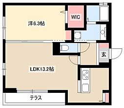 ソレイユA 1LDKの間取図画像