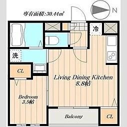 Cherim浄心West 1LDKの間取図画像