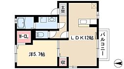 アーク・リヴェールA棟 1LDKの間取図画像