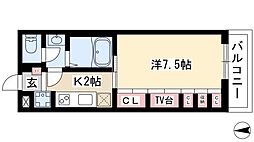 リブリ・浄心A 1Kの間取図画像