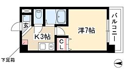 パークフラッツ金山 1Kの間取図画像