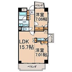 プリマベーラ 2LDKの間取図画像