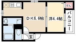 グランコンフォール米野3 1DKの間取図画像