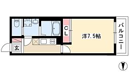メゾン・ド・ソレイユ黄金 1Kの間取図画像