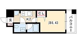 レジディア久屋大通 1Kの間取図画像