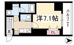 IE伏見 1Kの間取図画像