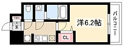 ディアレイシャス名古屋太閤通2 1Kの間取図画像