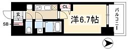 プレサンス伏見アーバンベース 1Kの間取図画像