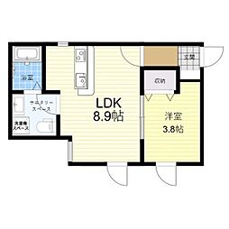 LeGioie本陣駅III 1LDKの間取図画像