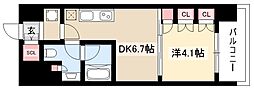 ザ・パークハビオ新栄 1DKの間取図画像