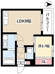 R-Smart金山ウエスト 1LDKの間取図画像