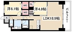 レヴィスタ名東 2LDKの間取図画像