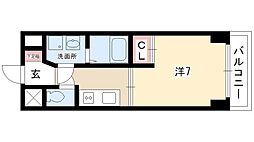 プレディアスタイル白川公園 1Kの間取図画像