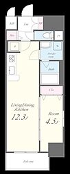 ファンファーレ黄金 1LDKの間取図画像