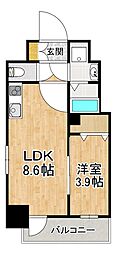 グランドレイクコート浜大津駅前 1LDKの間取図画像