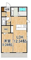 カノン蓮池 1LDKの間取図画像