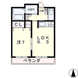 アベニール 1LDKの間取図画像