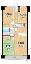 ロータリーマンション西大津ラクスヒルズ  ｜ 滋賀県大津市南志賀１丁目（賃貸マンション3LDK・6階・68.40㎡） その2