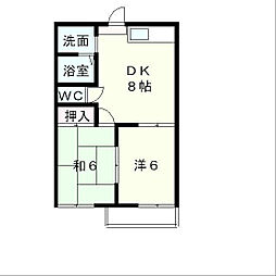 ハイツアルペンローズ 2DKの間取図画像