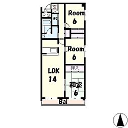 シャン・ド・フルール仰木の里 3LDKの間取図画像