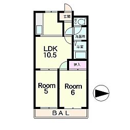 プラザ堅田マンション 2LDKの間取図画像