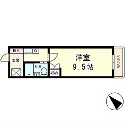 サンレジデンス玉川 1Kの間取図画像