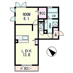茶屋後.GK 1LDKの間取図画像