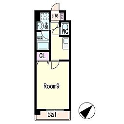 GRANDSOLEIL3 1Kの間取図画像