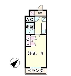 グリーンロード山手 1Kの間取図画像