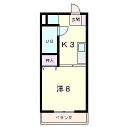 クローバーハイツ2 2DKの間取図画像