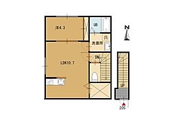 倉梯町アパート 1LDKの間取図画像