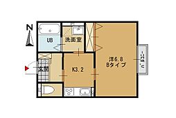 イベールミルティーユ 1Kの間取図画像