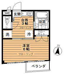 志賀ビル 3階1Kの間取り