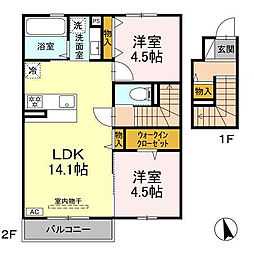 D-ROOM河口湖 2LDKの間取図画像