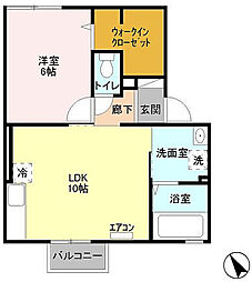 テラス冨士A 1LDKの間取図画像