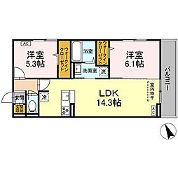 D-ROOM YT 2LDKの間取図画像