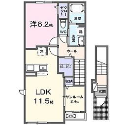 クレヴィスタ愛染 1LDKの間取図画像