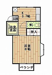 パークアベニューK 1Kの間取図画像
