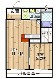シャルムチャンテ 1LDKの間取図画像